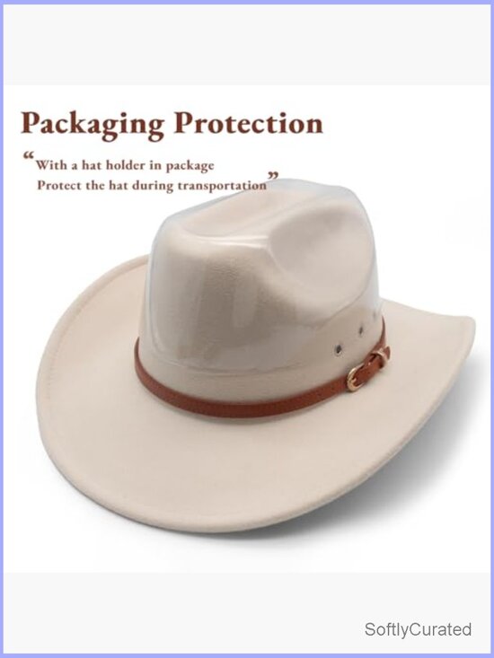 Cowboy Hat Wide Brim Fedora Western Cowgirl with Belt Buckle